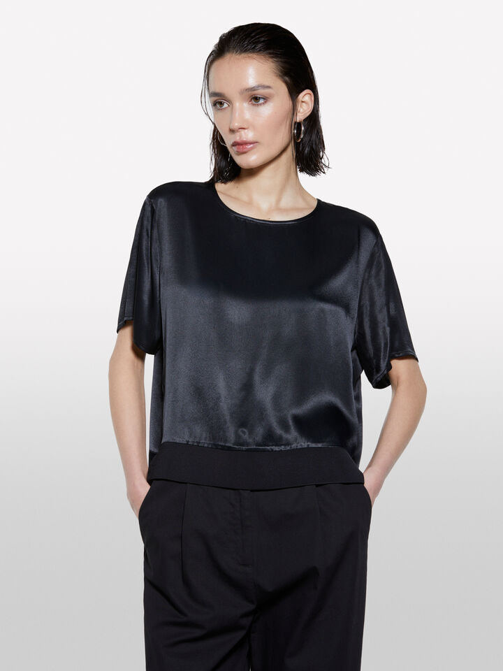 Schwarze Satinbluse - blusen für damen - Schwarz | Sisley image number 4